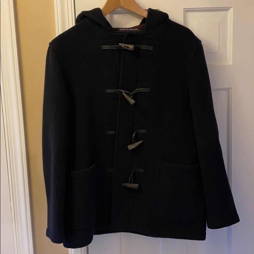 Caliburn (Made in England) navy blue wool coat